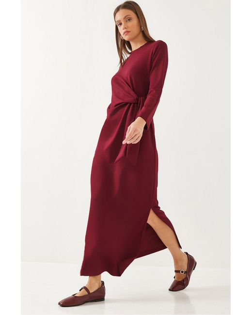 Bianco Lucci Red Modalkleid Mit Bindedetail Für Damen