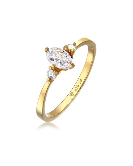 Elli Jewelry White Ring Verlobungsring Oval Mit Zirkonia Kristallen 925 Sterling Silber Für Damen