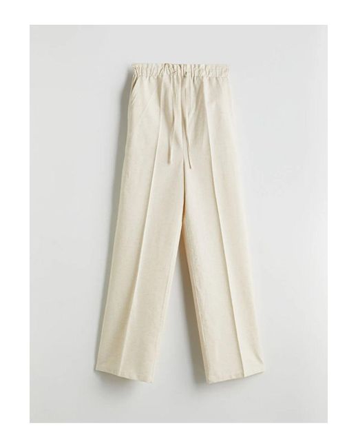 LC Waikiki White Lcw Modest Hose Aus Leinenmischung Mit Elastischem Bund Für Damen