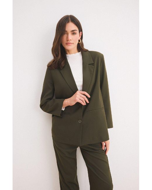 Defacto Green Blazerjacke Mit Normaler Passform – Gerader Schnitt Mit Knöpfen Für Damen