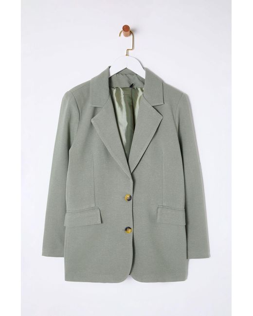 Trendyol Green Leinen Look Regular Fit Gefütterte Gewebte Blazerjacke Für Damen