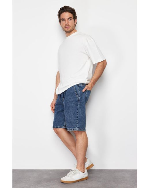 Trendyol Mittele jeansshorts mit normaler elastischer taille in Blue für Herren