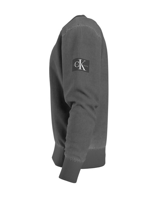 Calvin Klein Rundhalspullover mit gewaschenem abzeichen in Gray für Herren