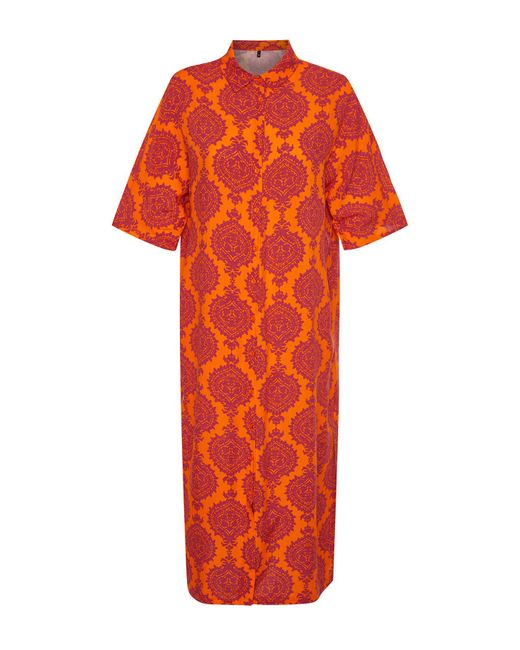 Trendyol Orange Midi-strandkleid aus gewebtem stoff mit weitem schnitt und ethnischem muster