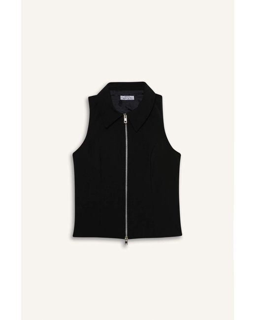 Defacto Black Afra X Ärmelloser Cardigan Mit Polokragen Und Reißverschluss E5969Ax25Sp Für Damen