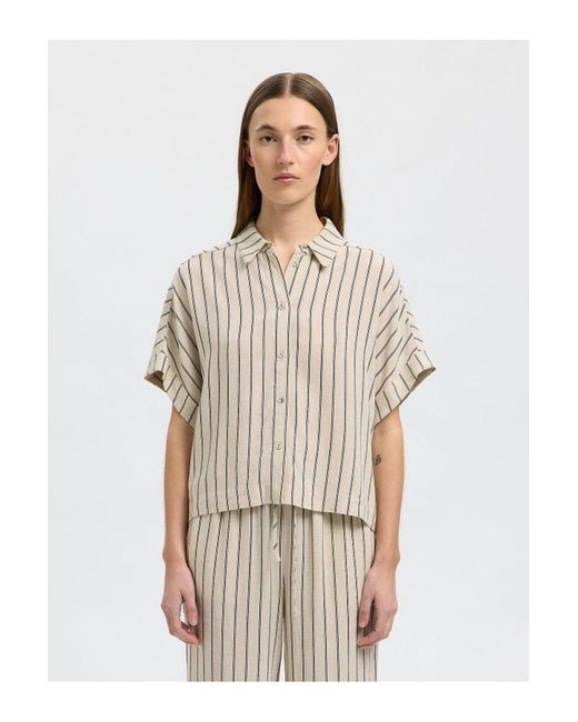 SELECTED Natural Crop-Bluse Streifen Für Damen