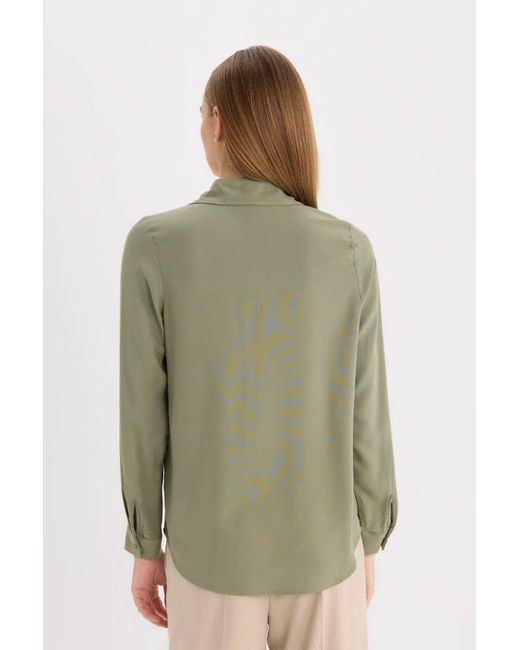 Defacto Green Schwarzes Basic-Langarmshirt Mit Normaler Passform Für Damen
