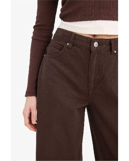Defacto Red Weites Bein Gabardine Palazzo Hose Weites Bein Normale Taille Standardlänge Taschen E4381Ax25Sp Für Damen