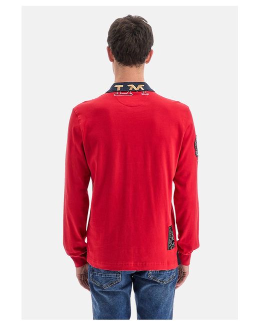 La Martina Shirt langarm-poloshirt regular fit wilber mit logo-detail in Red für Herren