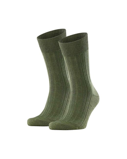 Falke Socken 2er pack teppich im schuh, merinowolle, unifarben in Green für Herren