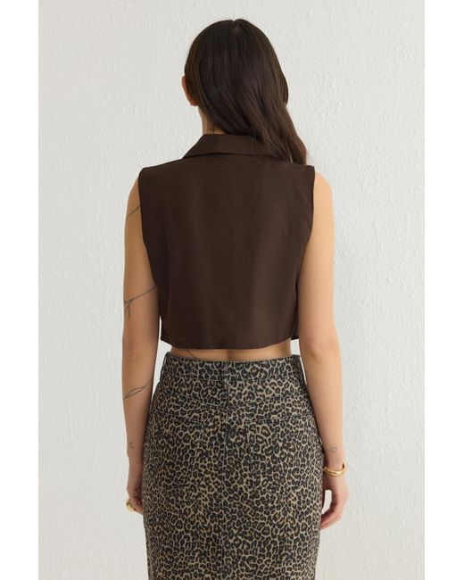 Trendyol Brown Braunes, Vorne Gebundenes, Gewebtes Hemd Mit Normaler Passform Für Damen