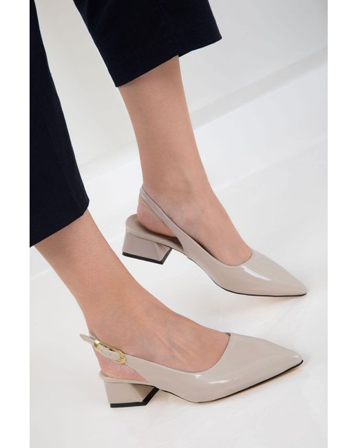 Soho Natural Lackleder Klassische Schuhe Mit Absatz Für Damen