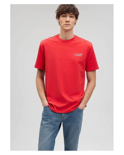 Mavi Es t-shirt mit logo-aufdruck, loose fit / loose relaxed fit-70471 in Red für Herren