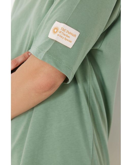 Trendyol Green Nachhaltigeres mint-t-shirt aus 100 % baumwolle mit oversize-schnitt und gewebtem etikett