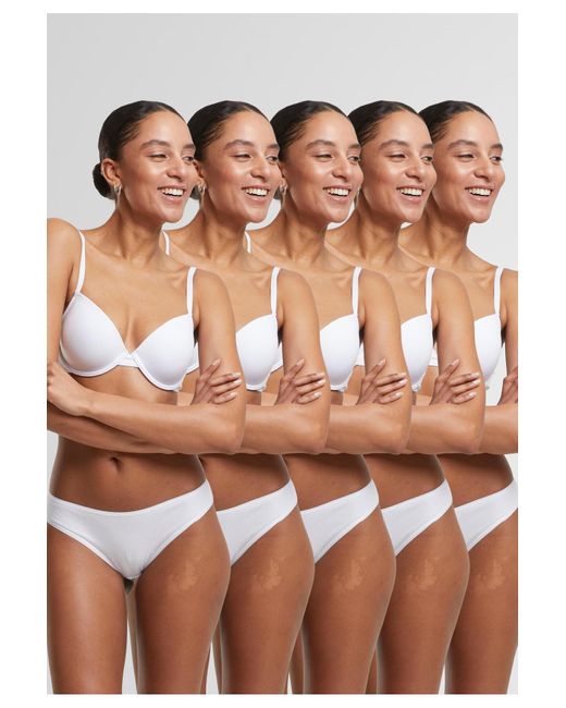 Urban Classics White Ladies Basic Cotton Slip 5-Pack Für Damen