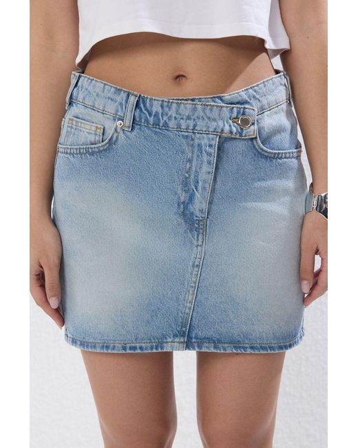 Trendyol White – Zweireihiger Mini-Jeansrock Mit Hoher Taille Für Damen