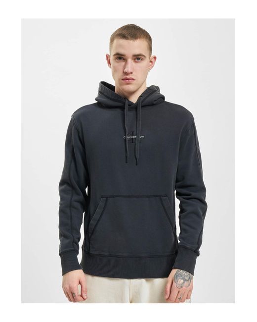 Calvin Klein Jeans monogram logo washed hoodie in Blue für Herren