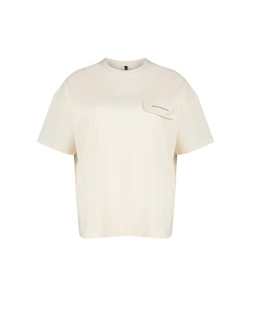 Trendyol White Übergroßes strick-t-shirt mit stone-taschenbezug-detail tbsss24bf00010