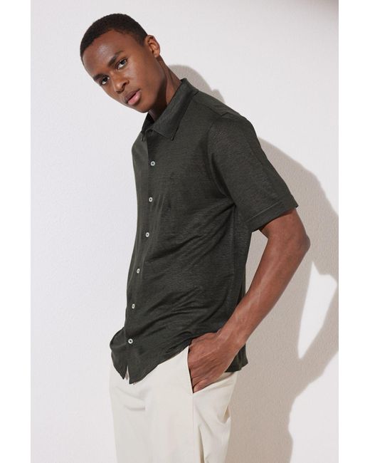 Brooks Brothers Khakifarbenes Leinen-Kurzarmhemd Für Herren in Black für Herren