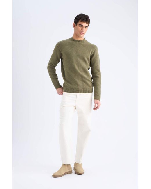 Defacto Relax Fit Strickpullover Mit Rundhalsausschnitt Für Herren in Green für Herren