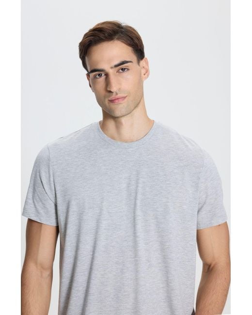 AC&Co / Altınyıldız Classics Baumwolle Slim Fit Slim Fit Rundhalsausschnitt Melange T-Shirt Für Herren in White für Herren
