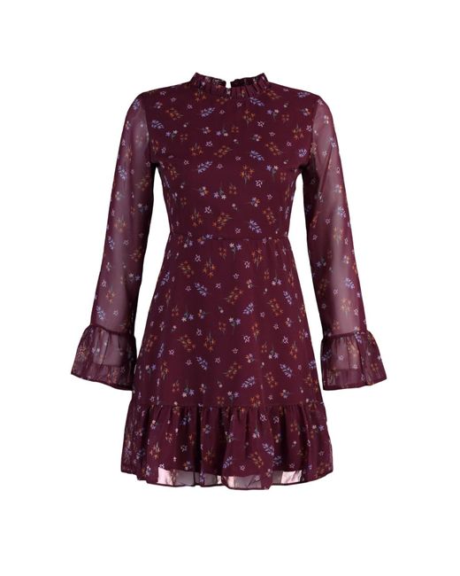 Trendyol Red Weinrotes Webkleid Mit Hohem Kragen Für Damen