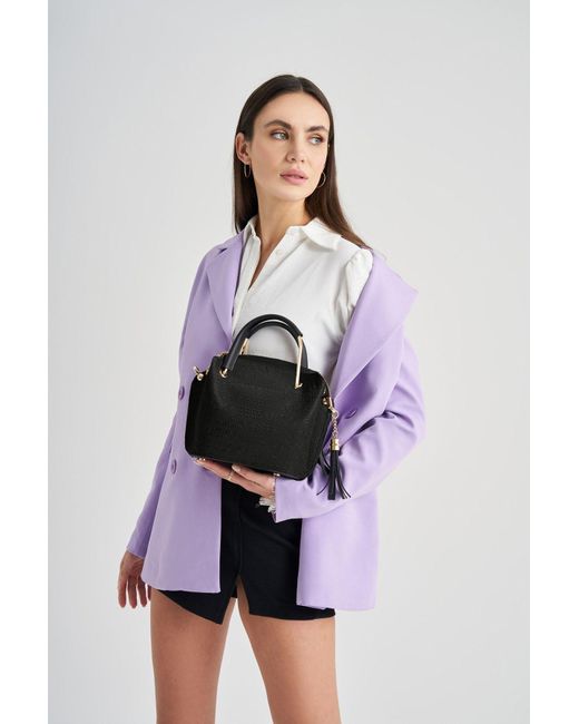 Lucky Bees Purple Gemusterte Hand- Und Umhängetasche Für Damen