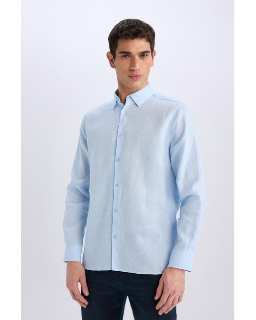 Defacto Regular Fit Polo Set Basic Solide Langarmshirt Für Herren in Blue für Herren