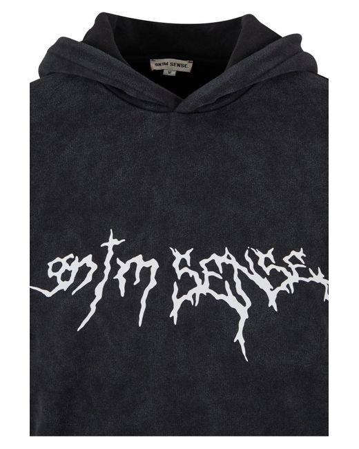 9N1M SENSE Sense goth print hoodie washed in Black für Herren