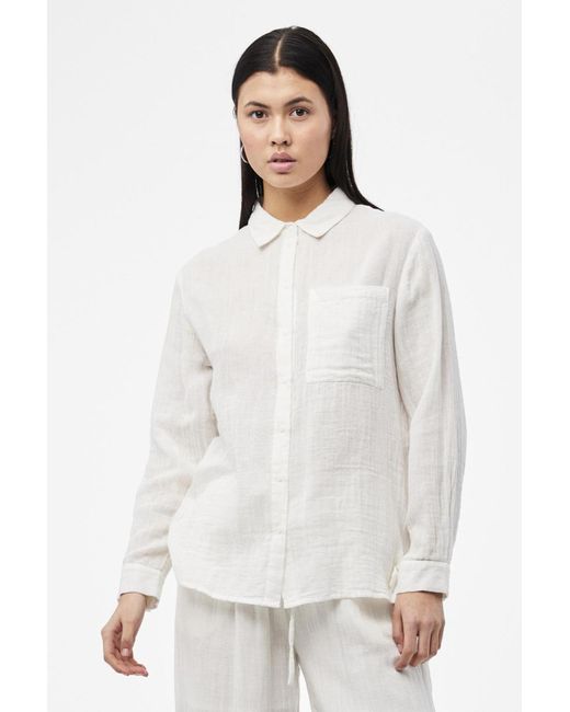 Pieces White Pcmastina ls relaxed shirt