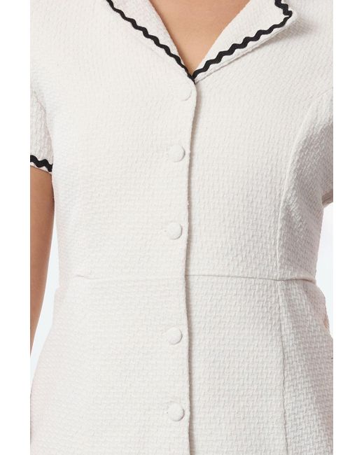Trendyol White Tweed-Gewebtes Midi-Hemdkleid – Mit Accessoire-Detail, Winter, Für Damen