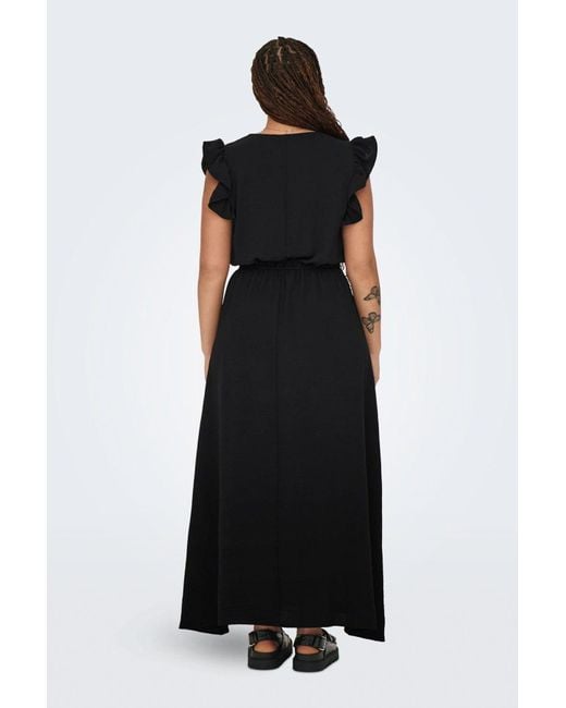 Only Carmakoma Black Kleid normal geschnitten v-ausschnitt curve langes kleid