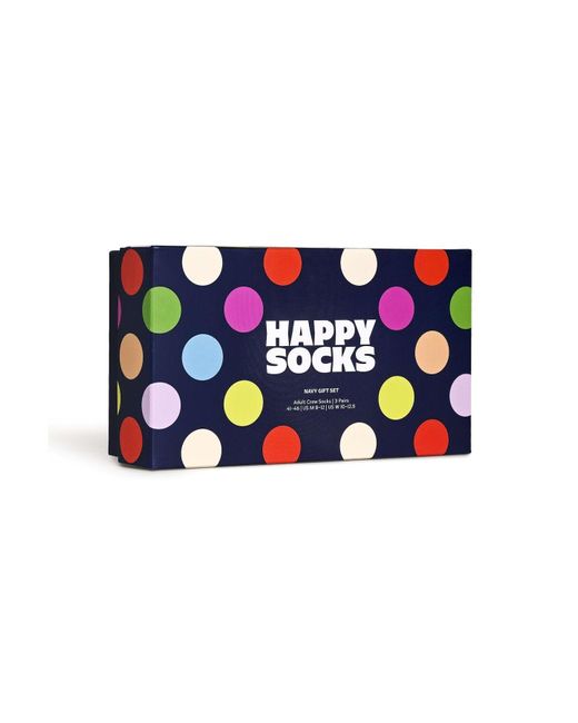 Happy Socks Blue 3er pack unisex socken geschenkbox, gemischte farben - 41-46