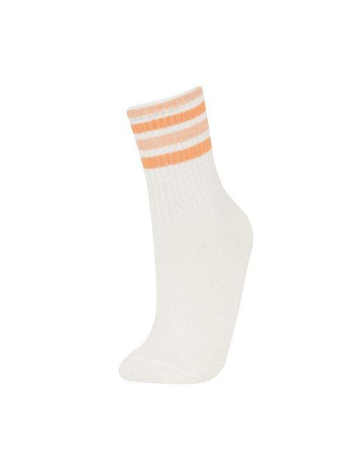 Defacto White 3-Teilige Lange Baumwollsocken Für Mädchen E6272A8Ns Für Damen