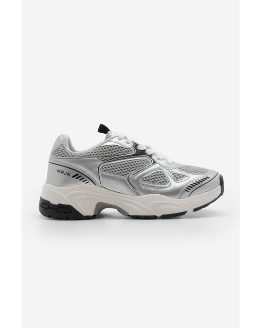 Marjin Gray Sneaker Dicke Sohle Schnürung Mesh Detaillierte Turnschuhe Sargen Silber Für Damen