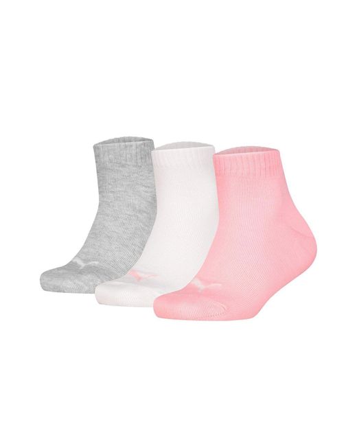 PUMA Pink Kinder Quarter Socken, 3Er Pack Plain Quarter 3P, Logos, Einfarbig