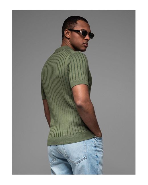 Ombre Poloshirt Slim Fit Aus Viskose Mit Vertikalen Streifen Oliv V4 Xxl Für Herren in Green für Herren