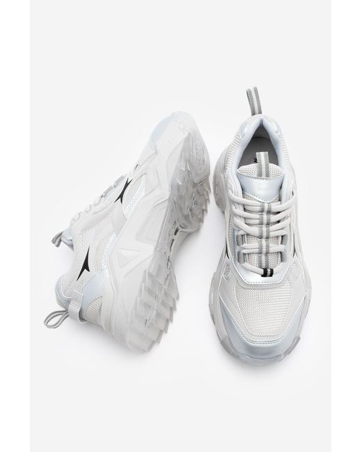 Marjin Gray Sneaker Dicke Sohle Schnürer Mehrteilige Sneakers Mizon Silber Für Damen