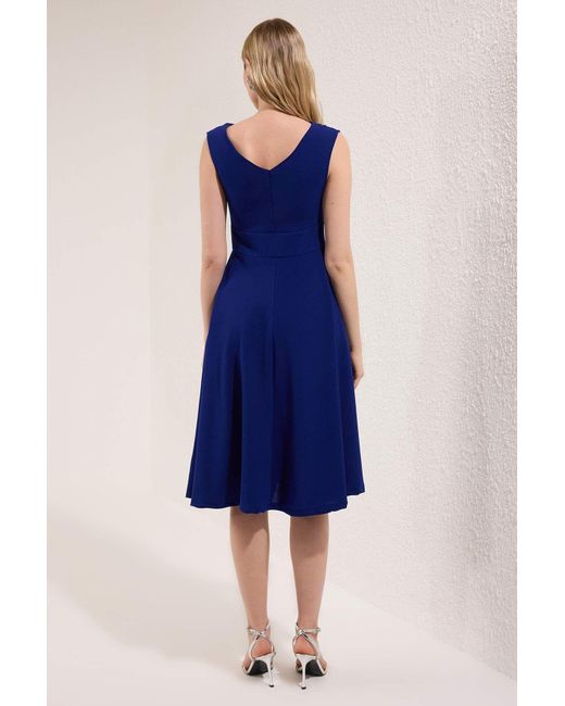 Trendyol Blue Saks A-Schnitt Gewebtes Midi-Abendkleid Nachtabendkleid Für Damen
