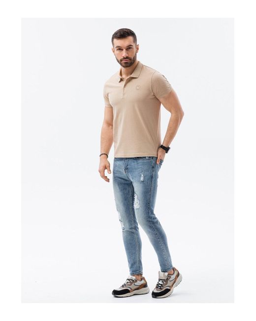 Ombre Schlichtes Poloshirt Für Herren in Natural für Herren