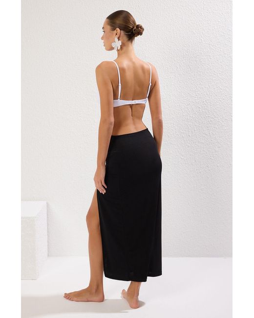 Trendyol Black Schwarzer Maxi-Strandrock Mit Schnürung, Für Damen