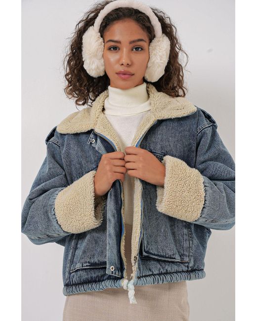 Bigdart Gray Blaue Pelz-Jeansjacke Modell 0711 Für Damen