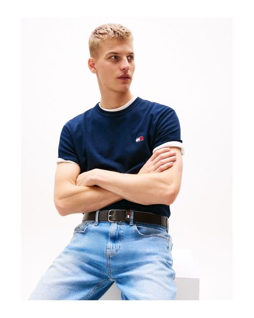 Tommy Hilfiger Tjm Reg Badge Gemustertes T-Shirt – Erweiterbar Für Herren in Blue für Herren