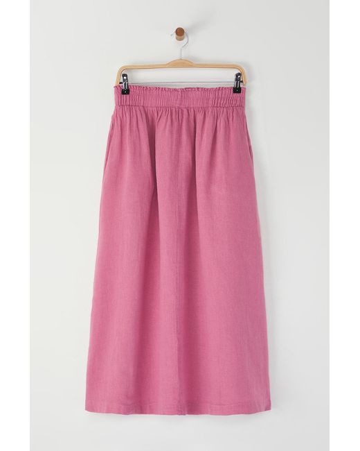 Trendyol Pink Dusty Rose 100 Leinen-Midirock Mit Elastischem Bund Für Damen