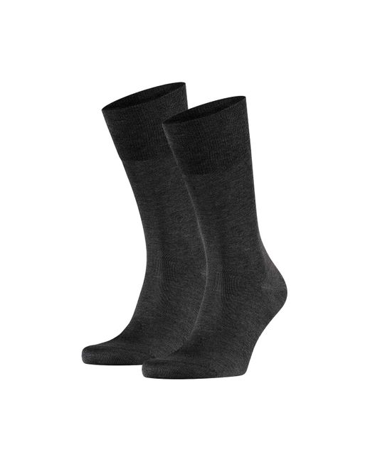 Falke Socken 2er pack tiago, strümpfe, baumwolle, logo, lang, einfarbig in Black für Herren
