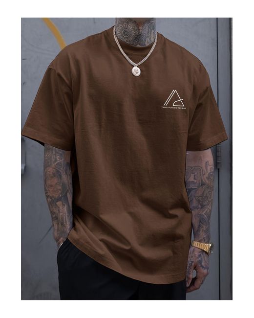uyguntarz Brown Think Outside The Box Bedrucktes Oversize-T-Shirt