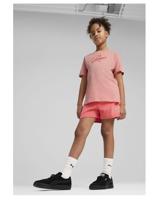 PUMA White Essentials Script Shorts Für Damen