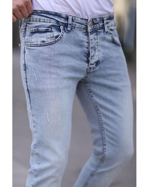 Trendyol Blaue Jeans-Jeanshose Aus Stretch-Stoff Mit Schmaler Passform Für Herren in Blue für Herren