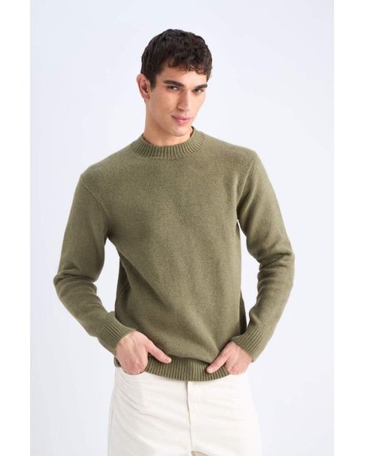 Defacto Relax Fit Strickpullover Mit Rundhalsausschnitt Für Herren in Green für Herren