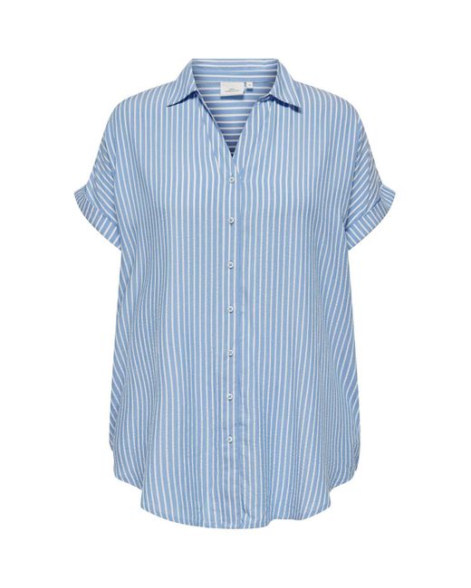 Only Carmakoma Blue Hemd locker geschnitten hemdkragen umgeschlagene ärmelbündchen hemd